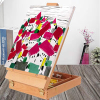 Caballete de mesa ajustable, caballete de madera de haya premium, funda de almacenamiento portátil de madera, cómoda y portátil para transportar - Arteztik
