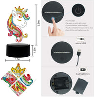 Lámpara LED de pintura de diamante, DIY con forma especial de cuentas de pintura de diamante con diseño de cruz LED de luz de noche de punto de cruz, kit de mosaico para decoración del hogar, arte regalos infantiles (unicornio) - Arteztik
