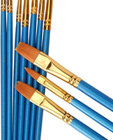 Juego de 10 pinceles de pintura acrílica, juego de pinceles de nailon, punta redonda, pinceles para pintura al óleo, acuarela, kit profesional para artistas, arte de uñas faciales, para niños y adultos - Arteztik
