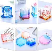 SunBeter – Juego de 6 moldes de silicona para posavasos de bricolaje, incluye redondo, cuadrado, hexágono para fundición con resina, hormigón, cemento, decoración del hogar. - Arteztik
