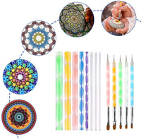 Mandala - Juego de herramientas para puntear y plantillas para pintar rocas, pintura de piedra, mandalas y arcilla con una bolsa de almacenamiento impermeable con cremallera azul para adultos - Arteztik
