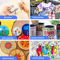 Rotuladores de pintura para pintura de roca, resistentes al agua, de secado rápido, punta de 0.079 in, para tazas de cristal de cerámica de piedra plana, para hacer manualidades de madera, acrílico, juego de 12 colores (12) - Arteztik

