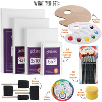 Kit de pintura de paneles de lona Glokers, incluye paleta de pintura, pinceles de esponja, lienzos, pinceles y rueda de mezcla, lienzo de pintura sin deformaciones, ideal para acrílico, óleo y acuarela - Arteztik
