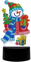 Lámpara LED de pintura de diamante, DIY con forma especial cuentas de diamante diseño de pintura LED luz nocturna punto de cruz bordado mosaico Kit lámpara para decoración del hogar de Navidad regalos para adultos y niños (Snowman) - Arteztik
