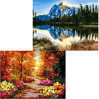 Layaw 2 unidades de pintura por números para adultos y niños – Pintura acrílica al óleo DIY por kits de números de 16 x 20 pulgadas (paisaje + Tranquil Lake) - Arteztik
