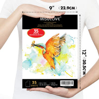 MISULOVE - Papel de acuarela (9.0 x 12.0 in, 35 hojas blancas (140 lb/300 g/m²), prensado en frío para pintura y dibujo y acuarela y lápices de acuarela, húmedos, mixtos - Arteztik
