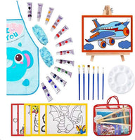 Kaorary - Juego de pintura infantil para niñas, incluye 1 bolsa de almacenamiento, 12 pinturas lavables, 1 caballete de pintura libre de arañazos, 6 lienzos, 6 pinceles de pintura, 1 paleta y 1 delantal impermeable - Arteztik
