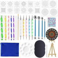 ONESING - Juego de 45 herramientas de punteado de mandala, para pintura, manualidades, dibujo, mandalas, rocas y herramientas de arte con pinceles, bandeja de pintura, bolsa de almacenamiento impermeable - Arteztik
