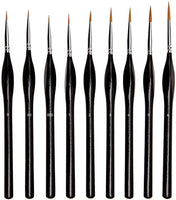 Juego de pinceles de pintura en miniatura para acuarela, acrílico, aceite, pestañas, copos de nieve y plumas finas, uñas, modelos de pintura (negro) - Arteztik
