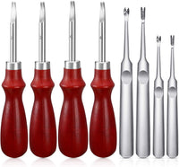 Mudder - Herramienta para hacer manualidades (piel, biselado y borde de cuero), 8 piezas, herramienta de ranurado de cuero para trabajos de artesanía de cuero (0.059 in, 0.047 in, 0.039 in, 0.031 in) - Arteztik

