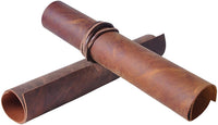 Hojas de piel de piel auténtica para pendientes, cartera de cuero y artesanías – Cuero auténtico de búfalo de grano completo, sin hojas de piel sintética – Marrón oscuro y ruso (2 hojas + cordón de cuero) - Arteztik
