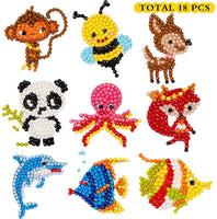 Sinceroduct 5D - Kit de pegatinas de pintura de diamantes para niños y adultos principiantes, para pegar pintura con diamantes por números, fácil de bricolaje, bonitos animales, mundo del mar - 18 piezas - Arteztik
