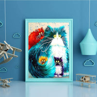 Kit completo de pintura de diamante cuadrada para bricolaje, con diseño de gatos, con diamantes de imitación, para decoración de pared - Arteztik
