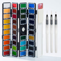 Artsy - Juego de pintura para acuarelas – 38 colores surtidos con 3 pinceles en una funda de transporte – Profesional plegable acuarela campo Sketch Set perfecto para artistas estudiantes, niños, principiantes y más - Arteztik
