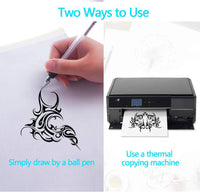 25 hojas de papel de transferencia profesional para tatuajes de 8.0 x 11.0 in, tamaño de papel A4, utilizado por tatuadores para transferir tus diseños a la piel. - Arteztik
