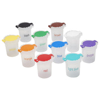 ECR4Kids - Juego de 10 vasos de pintura trilingües grandes sin derrames con tapas, suministros de arte educativo para niños y niños pequeños - Arteztik
