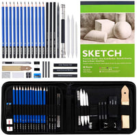 Shuttle Art - Juego de lápices de dibujo y dibujo, 37 piezas, con estuche de transporte, kit de dibujo, suministros de arte con bastones de carbón de grafito, libro de bocetos para adultos y niños - Arteztik
