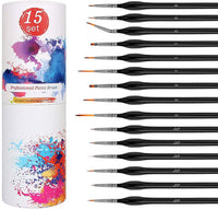 Juego de pinceles de pintura de detalles, 15 pinceles de pintura en miniatura, kit de pinceles de pintura profesional de arte fino, con mango triangular, soporte y bolsa de viaje, apto para acrílico, aceite, acuarela, cara, uñas, pintura de modelo - Arteztik
