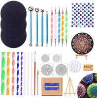 Juego de herramientas de punteado de mandala, 30 piezas, kit de herramientas de pintura que incluye plantillas de pintura, plantillas de herramientas de pintura, mini caballete y bandeja de pintura para pintar rocas, colorear dibujo y dibujo - Arteztik
