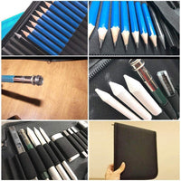 EEX Art Supplies, lápices de dibujo de grafito y juego de bocetos, kit de dibujo profesional para artistas, incluye lápices de carbón, lápices de grafito, palos, sacapuntas, gomas de borrar y bloc de bocetos - Arteztik
