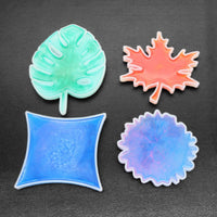 Luckkyme - Juego de 4 moldes de resina de silicona, diseño de hojas irregulares para posavasos, soportes de joyas, tapetes para tazas, decoración del hogar - Arteztik
