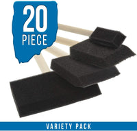 US Art Supply Juego de pinceles de esponja de espuma con mango de madera, paquete variado (20 cepillos), liviano, duradero e ideal para acrílicos, pinturas, barnices, manualidades, arte. - Arteztik
