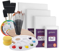Kit de pintura de paneles de lona Glokers, incluye paleta de pintura, pinceles de esponja, lienzos, pinceles y rueda de mezcla, lienzo de pintura sin deformaciones, ideal para acrílico, óleo y acuarela - Arteztik
