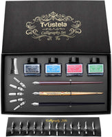 Set de caligrafía para principiantes, 3 bolígrafos de caligrafía, 4 botellas de tinta de 0.5 fl oz, 20 puntas de caligrafía, 1 soporte para bolígrafo de caligrafía, set de pluma de inmersión, regalo perfecto para hombres, mujeres y niños, kit de caligrafí - Arteztik
