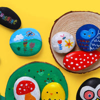 Kit de pintura de roca Tosuced, pintura de roca para niños, incluye rocas de pintura blanca, madera sin terminar, pintura de colores, ojos Googly, pinceles de pintura artística, soporte de madera - Arteztik
