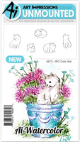 Arte Impresiones – Acuarela se aferran sello de hule, diseño de gatos - Arteztik
