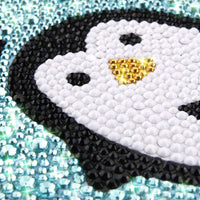 EGV - Kit de pintura de diamante para niños de 6 x 6 pulgadas, kit de pintura de perforación completa 5D por número con marco de madera blanco y LED, fácil de bricolaje, pintura de pingüino de punto de diamante, juego de arte y manualidades para principia - Arteztik
