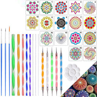 Mandala Juego de herramientas de punto, mandala rocas kits de pintura con mandala punto plantilla de pintura, mandala kit de herramientas de pintura para pintar rocas, arcilla cerámica artesanía, colorear, dibujo, Nail Art pintura (33 piezas) - Arteztik
