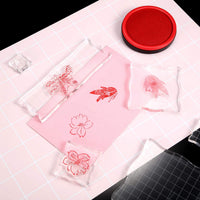 7 piezas de bloques de sellos de acrílico transparente con cuadrícula y agarre, bloques de sellos decorativos para álbumes de recortes, manualidades, manualidades y adornos - Arteztik
