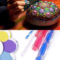 LAMPTOP - Lote de 25 herramientas de dibujo de mandala, incluye plantillas de mandala, bolígrafo de dibujo de mandala, bandeja de pintura, cepillo y herramientas de modelado para pintar rocas, bolígrafos, herramientas de punto, manualidades para niños - Arteztik
