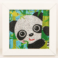 LAN WHALE Easy 5D Kit de pintura de diamante para niños, kit completo de pintura por número con marco de madera - Panda 6 x 6 pulgadas (rosa) - Arteztik
