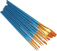 Heartybay set de 10 pinceles de pelo de nailon con punta redondeada, azul - Arteztik
