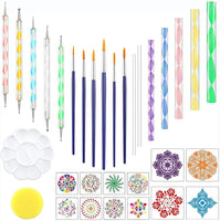 32pcs Mandala Dotting Tools Set, Nail Art Tools,Decompression Painting,Include Reusable Mandalas Painting Stencils,Brushes and Paint Tray for Painting Rocks, Drawing and Drafting, Kids' Crafts - Arteztik
