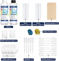 Resina epoxi Crystal Clear Kit 14 Oz Recubrimiento Resina Fundición Paquete con Pigmento de Resina para Joyerías, Artesanías, Varillas de Mezcla, Tazas de Silicona, Guantes, Pipetas - Arteztik
