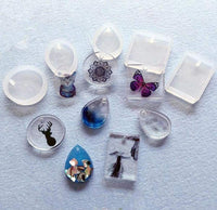 Moldes de resina para joyas, jabón, cera, vela, pisapapeles, moldes de resina para manualidades, incluye elipse, círculo, gota de agua, cuadrado, colgante irregular (9 piezas) - Arteztik

