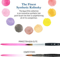 Princeton Aqua Elite Professional pinceles de acuarela serie 4850 – Juego de 4 pinceles de Kolinsky Sable sintéticos para acuarela y aceite – Redondo 3 – Redondo 10 – Oval Wash 1⁄2 pulgadas – Oval Wash 3⁄4 pulgadas - Arteztik
