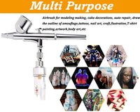 Airbrushing System Kit with Portable Mini Air Compressor -Dual -Action Airbrush Spray Gun Airbrush Cleaning Pot Tools, Hose with Airbrush Set for Makeup,Nails,Cars,Craft,Cake Decorating - Arteztik
