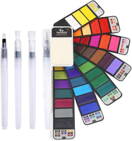 Juego de pintura de acuarela MEEDEN, 42 colores surtidos, juego de pintura plegable con 4 pinceles, kit de acuarela de bolsillo de viaje para estudiantes, adultos, principiantes, artistas, acuarelas, bosquejos, pintura al aire libre - Arteztik
