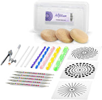 ARTENIUM Mandala Dotting Tools, Dotting Mandalas Herramientas incluidas, Mandala Painting Kit, Incluye madera Pebble, Mandala Stencil, Mandala Kit, Stone Painting Kit, Rocas para Pintura 22 Piezas - Arteztik
