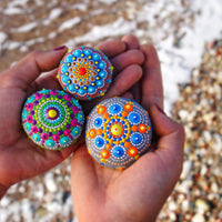 50 PC Mandala Rock Dotting Kit with Paint and Instructions, Mandala Dotting Tools, Rock Painting Kit for Adults, Instructions How to Dot Paint, Dot Painting Tool kit with Storage Bag, Mandala Stencil - Arteztik
