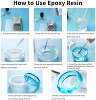 Kit de resina epoxi y endurecedor, 16 onzas, resina transparente no tóxica con accesorios para manualidades, bricolaje, joyería, moldes, revestimiento, fundición, mesa de madera - Arteztik
