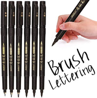 Rotuladores para escribir a mano, pinceles para caligrafía, tinta negra, recargables, 4 tamaños (6 unidades) para principiantes, escritura, bocetos, dibujo, dibujos animados, ilustración de acuarela, álbumes de recortes - Arteztik
