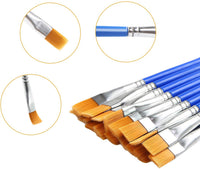 Juego de 60 brochas planas de 0.354 in de ancho con pelo de nailon, pincel pequeño a granel para pintura de detalles, mango corto de plástico, pintura acrílica al óleo acuarela para niños, estudiantes, principiantes, adolescentes, adultos, artistas - Arteztik
