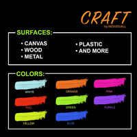 Pintura acrílica que brilla en la oscuridad, juego de 8 pinturas autoluminiscentes de efecto fosforescente, pintura de neón - Arteztik
