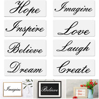 Plantilla de 8 piezas de palabras, plantillas reutilizables para letreros inspiradores de citas para crear inspirar esperanza, imaginar risa y creer para pintar en paredes de madera, manualidades - Arteztik

