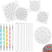 Whaline 18 piezas Mandala Art Dotting herramientas incluyendo 4 plantillas Mandala, 8 varillas acrílicas, bandeja de pintura y 5 herramientas de doble cara Dotting Tools - Arteztik
